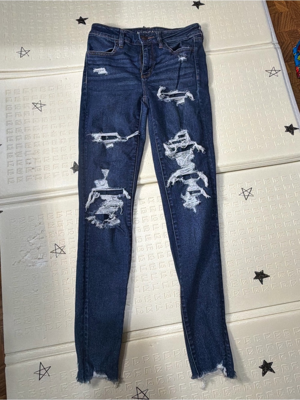American Eagle Outfitters Dark Indigo Ripped Skinny Jeggings
